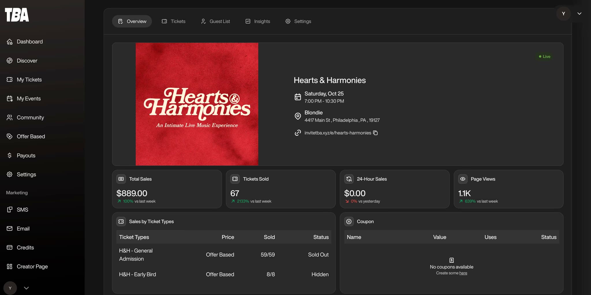 TBA - Event ticketing platform for creators. screenshot 4